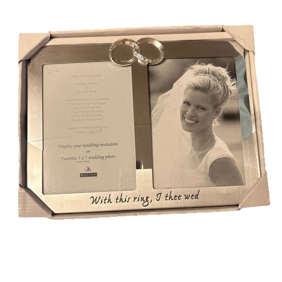 With This Ring, I Thee Wed 2-Opening 5x7 Wedding Invitation Photo Frame - Picture 1 of 8